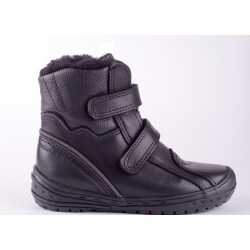 Boy's black leather winter shoes with velcro